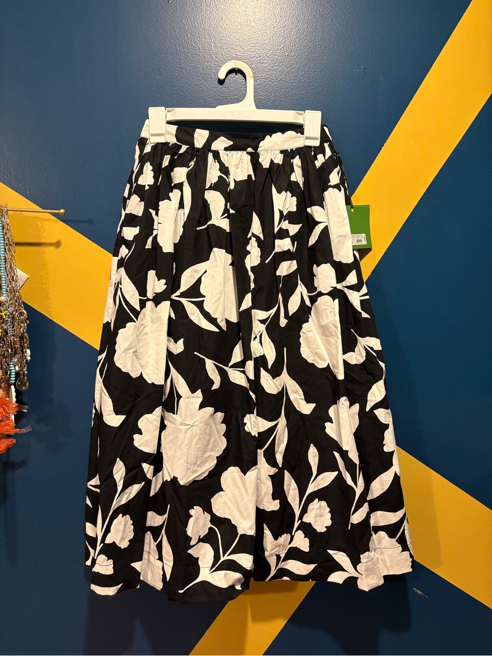 Kate Spade for Target Black Floral A-Line Midi Skirt NWT